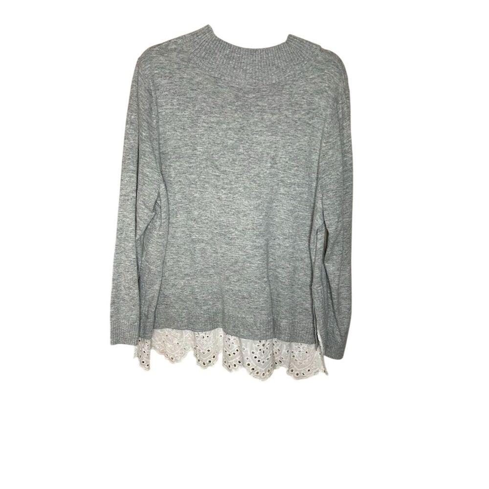 Talbots Women's Plus 2x Gray Pullover Sweater Wit… - image 2